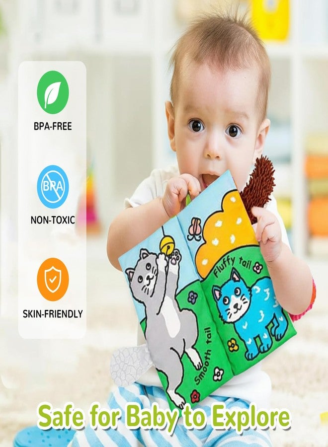 HECCEI Baby Cloth Books Soft Baby Book 0-6 Months Crinkle Books with Tail Touch and Feel Sensory Toys for Infant Tummy Time for 3 Months+, Kitten Tails - Image 5